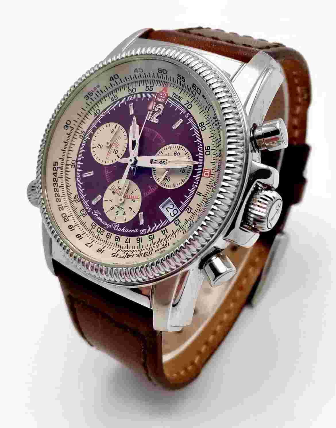 Scarce Tommy Bahama Men’s Swiss Chronograph Watch Model TB1265 - New battery!
