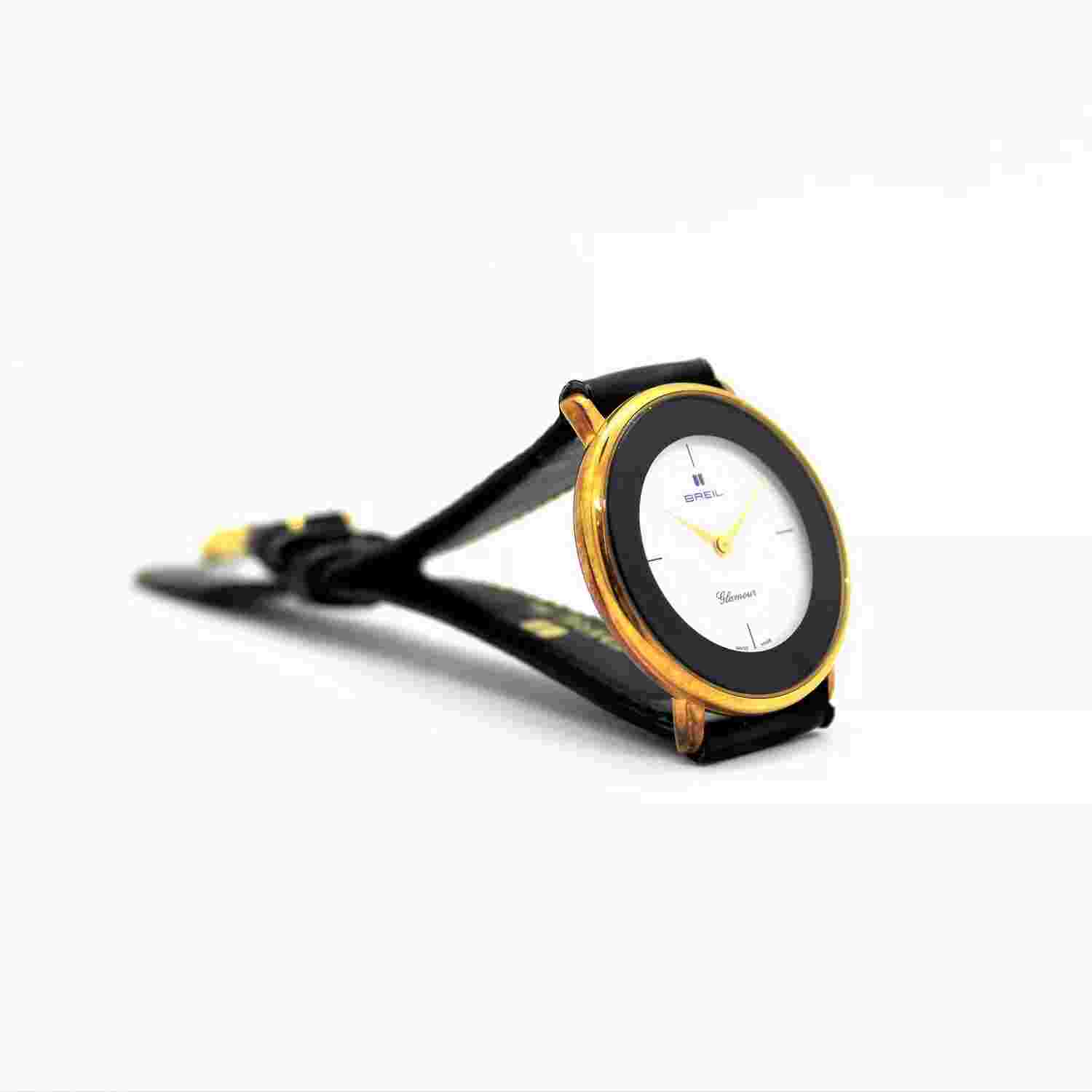 Quartz Watch Breil Glamour Black and Gold with Leather Strap