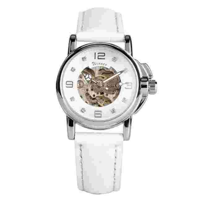 WINNER Women Ladies Automatic Watch Skeleton Wristwatch Leather Strap Watches