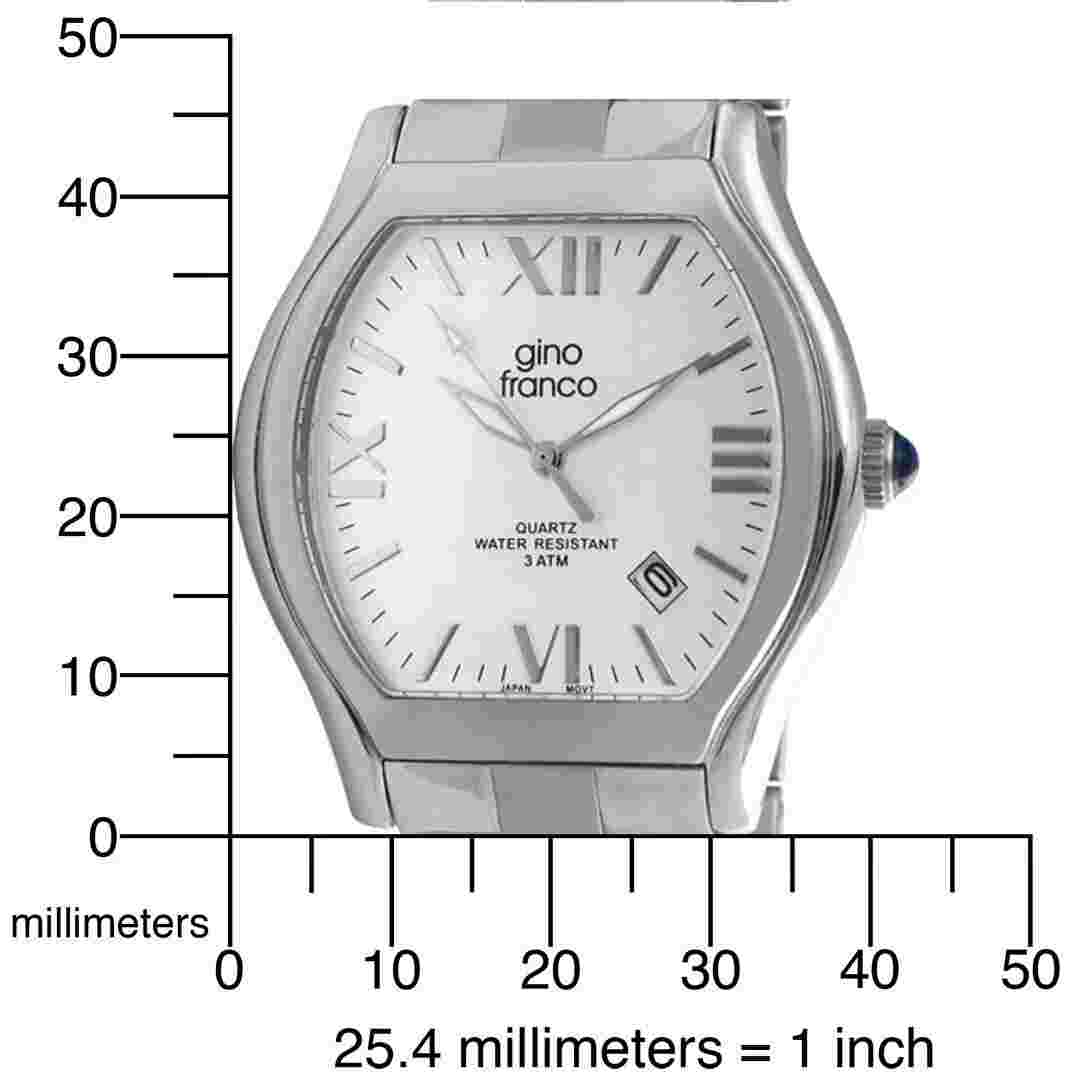 Gino Franco Men Cushion Shaped Stainless Steel Watch w/ Stainless Steel Bracelet