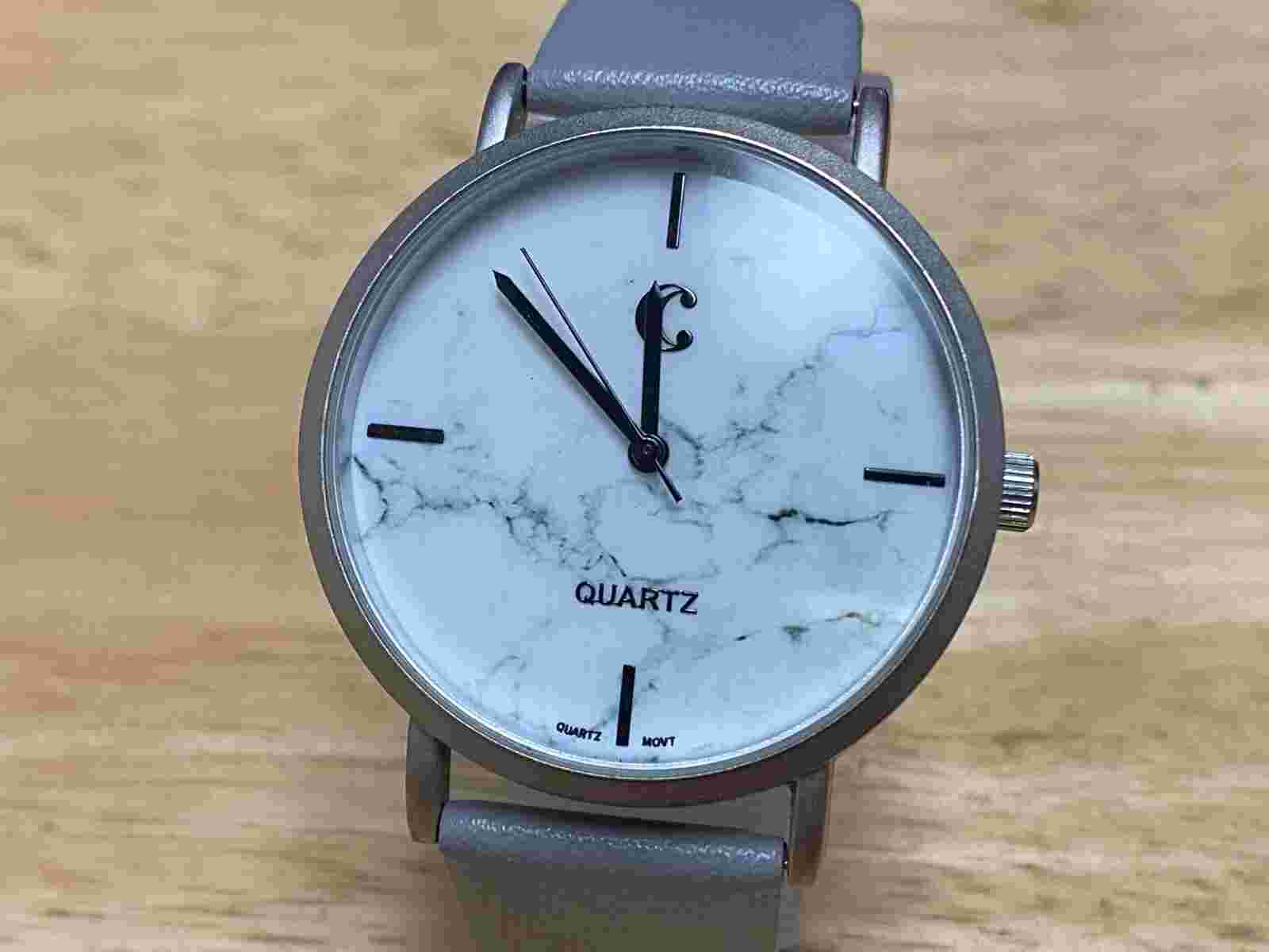 Charming Charlie Unisex Silver Faux Marble Dial Analog Quartz Watch~New Battery