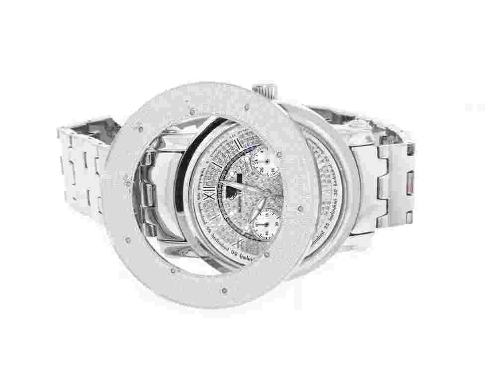 NEW SUPER TECHNO BY JOE RODEO MENS DIAMOND WATCH SILVER TONE CASE METAL BAND