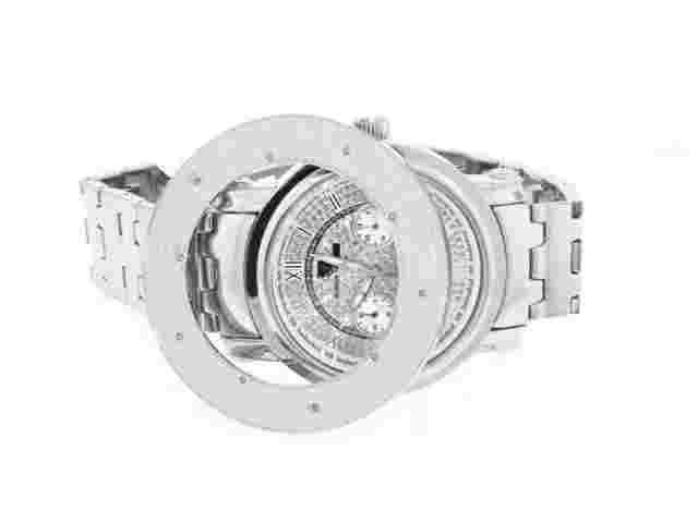 NEW SUPER TECHNO BY JOE RODEO MENS DIAMOND WATCH SILVER TONE CASE METAL BAND