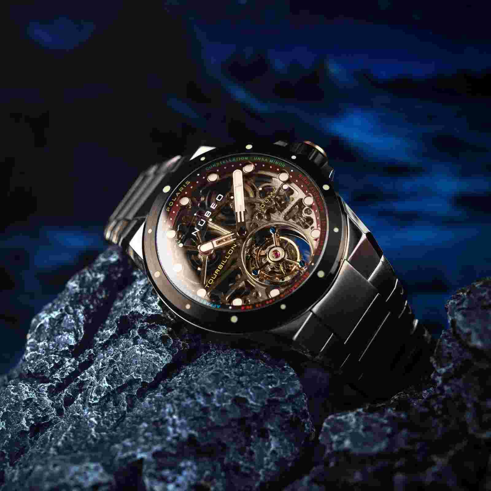 Nubeo Polaris Tourbillon Limited Edition Aura Black Men's Watch NB-6109-44