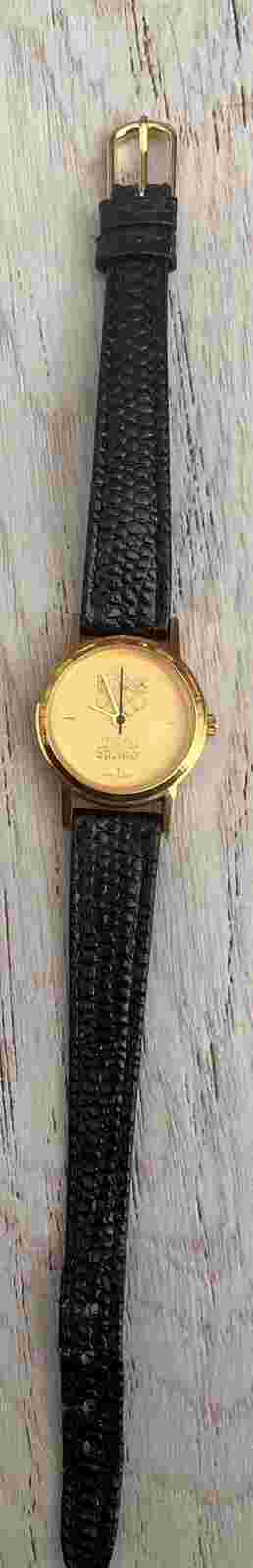 Ladies Kodak Olympics Official Sponsor Gold Tone Black Leather Bracelet Watch G1