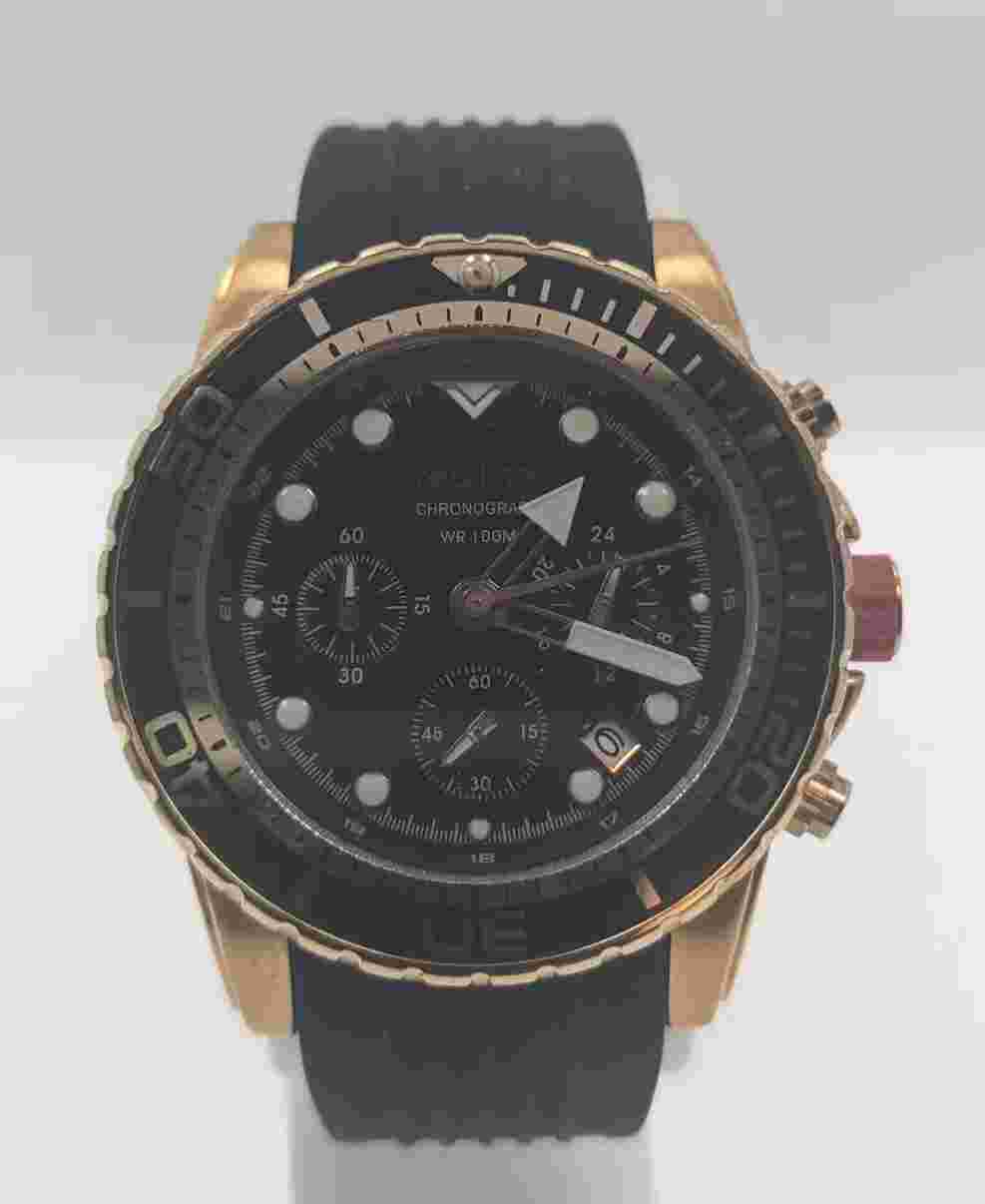 Redline Men's Watch Chronograph Quartz Gold Black Dial AS IS