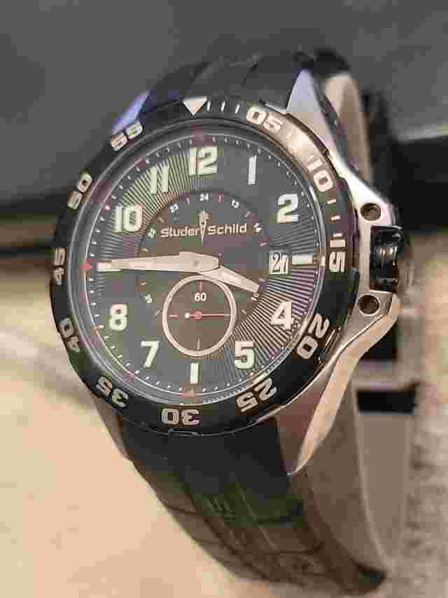 Studer Schild Men's Wright Series, Date, Central Second, Silicone, New Battery.