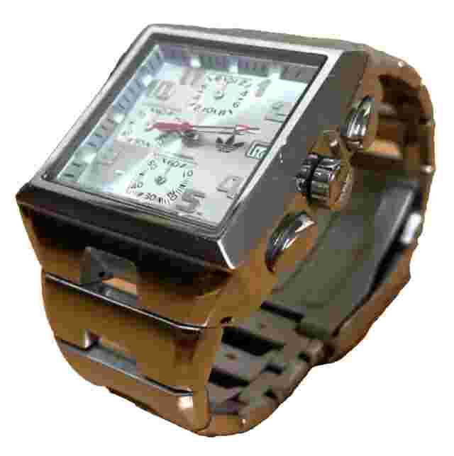 Adidas Square Wristwatch Silver HSC704 (CS3500) Chronograph from Japan - USED