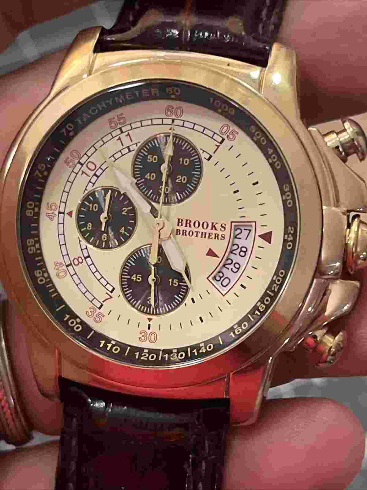 RARE Brooks Brothers Stainless Steel Watch Chronograph Runs And Stops 06787