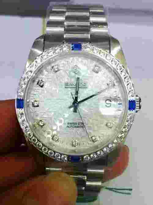 Sandoz Two Tone Grain Gold Dial Diamond Case Men's Watch 3906D-70-2