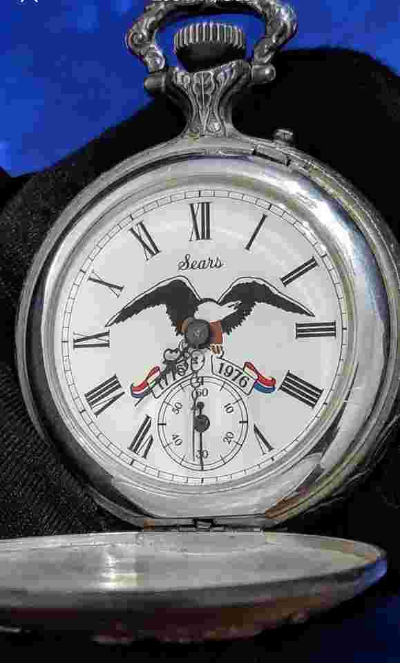 Vintage Sears Liberty Bell Very Ornate made in UK manual wind pocket watch
