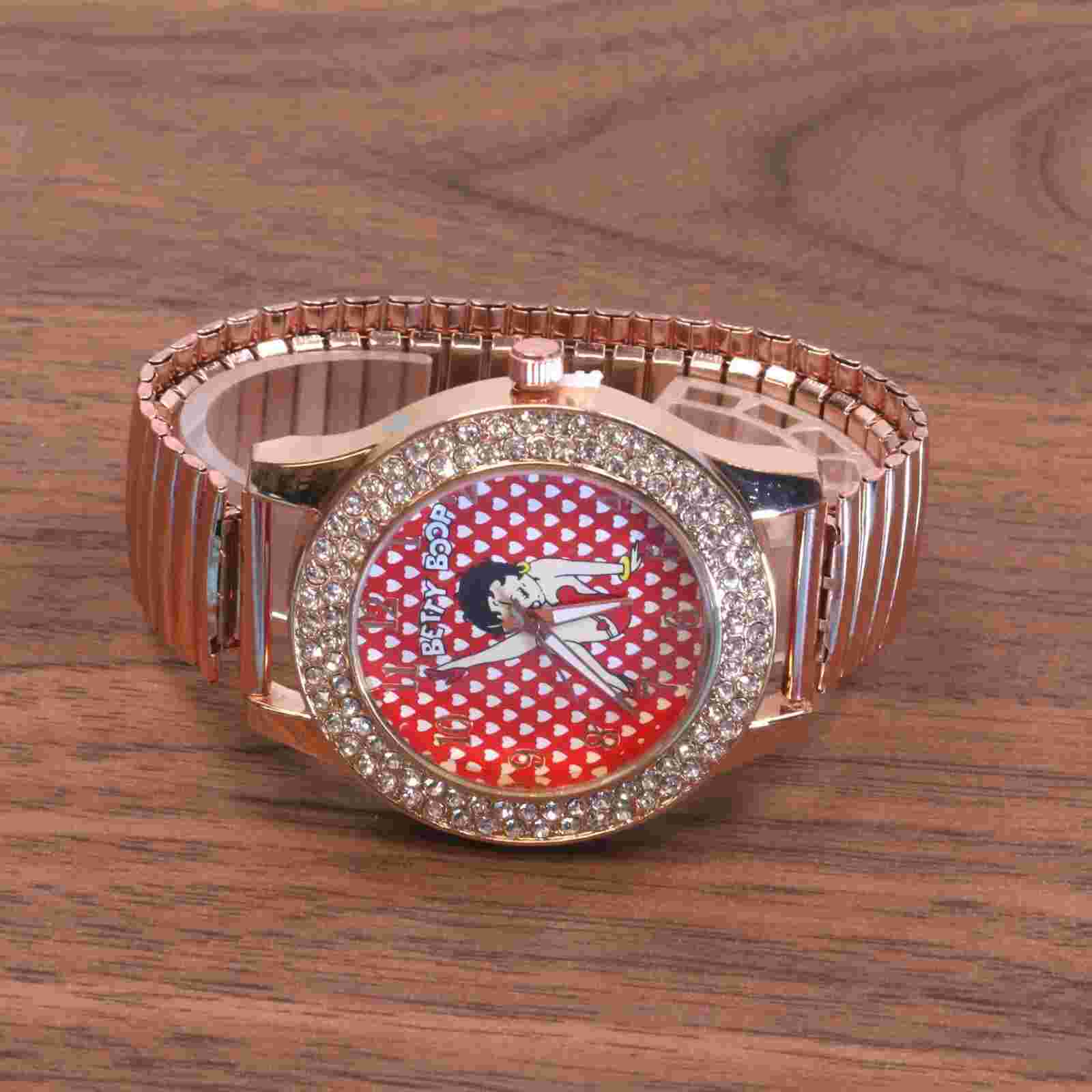 Betty Boop Women's Silver Finish Analog Wristwatch  stretch band