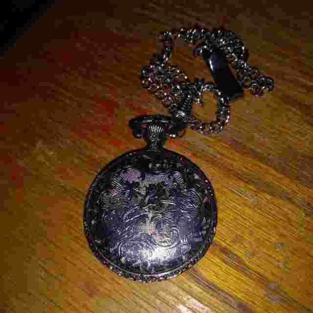 Remington Antimagnetic Embossed Scrollwork Pocket Watch Gold Train Locomotive