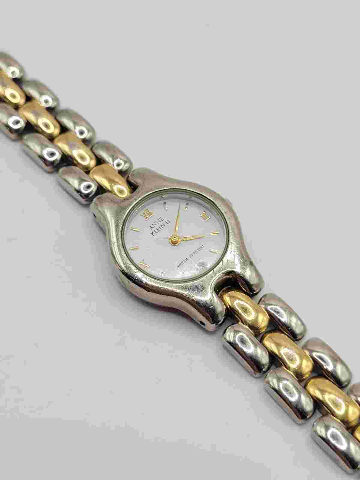 Vintage Two Tone Anne Klein II Ladies Wristwatch 7.25" Bracelet Link Band Works
