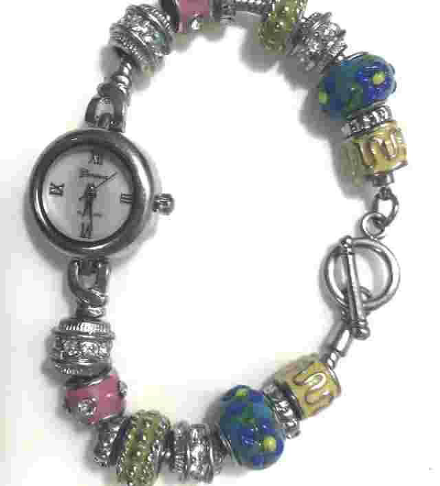 Geneva Silver tone Colorful 16 rhinestone glass charms  fashion Women's Watch