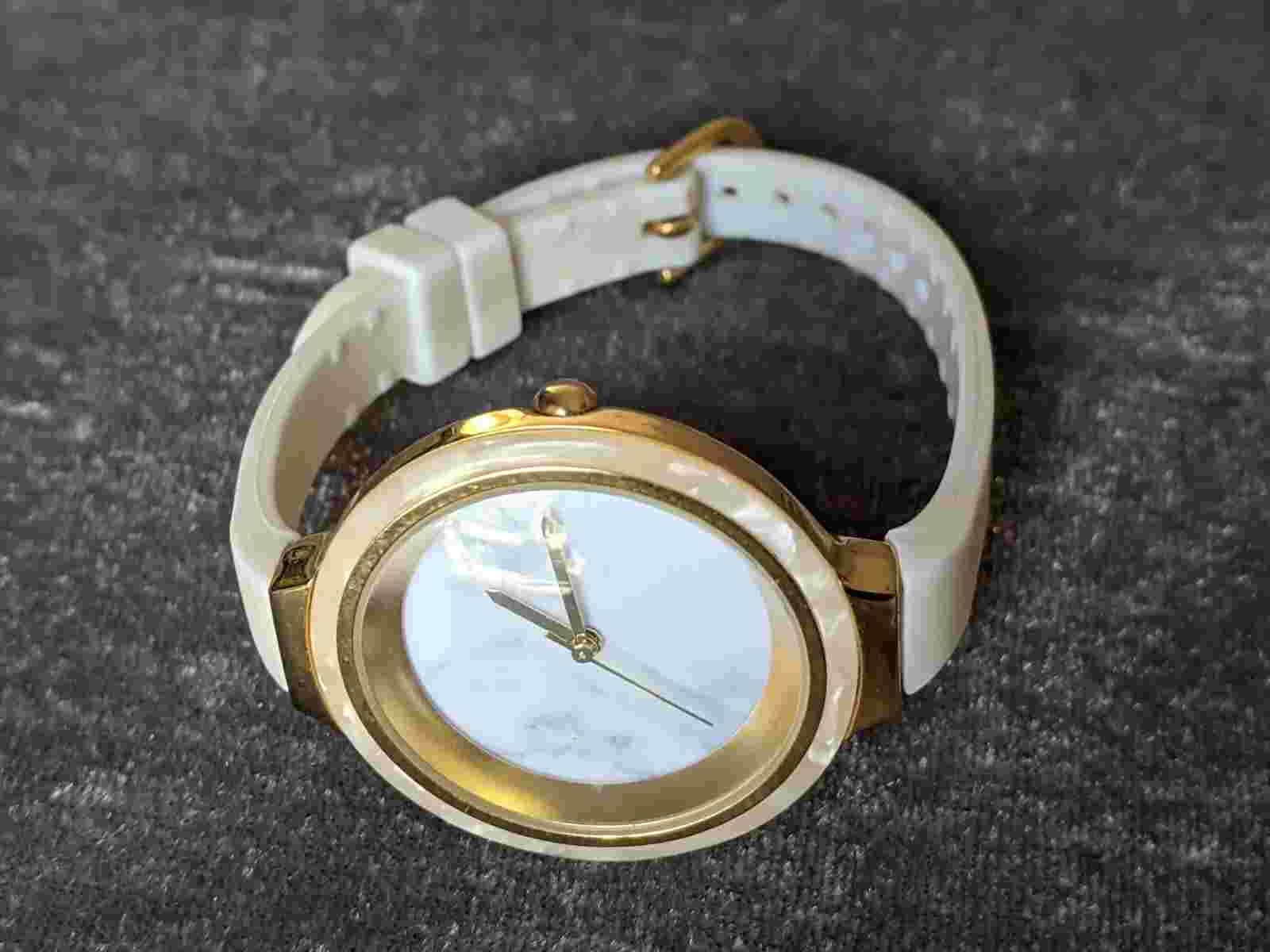 Rumba Time Women's Gold Tone Marble Style Dial Silicone Bands