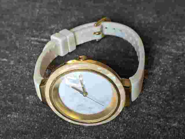 Rumba Time Women's Gold Tone Marble Style Dial Silicone Bands