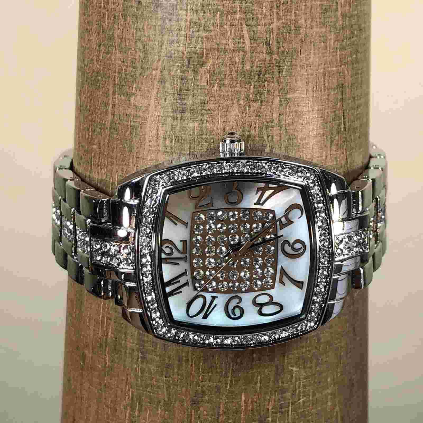 Victoria Wieck Ladies B9534 Mother of Pearl Crystal Dial Quartz Watch 7 1/2"