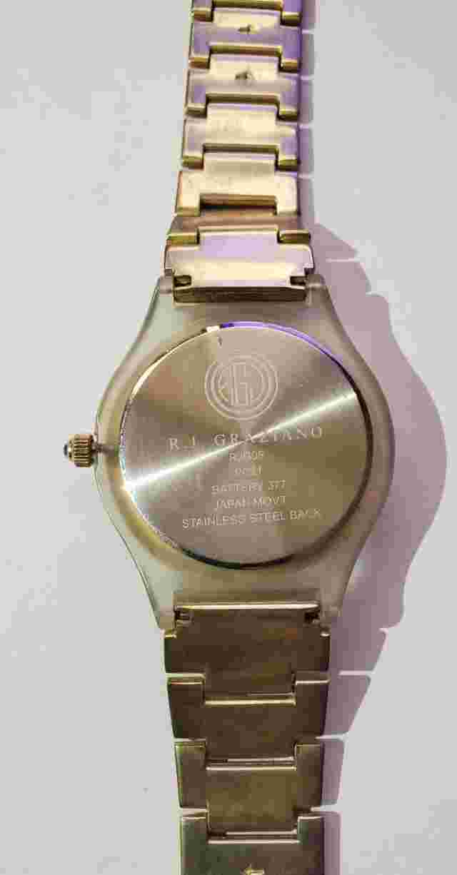 RJ Graziano Watch Women Metallic Gold Bezel Set Crystals RJG05