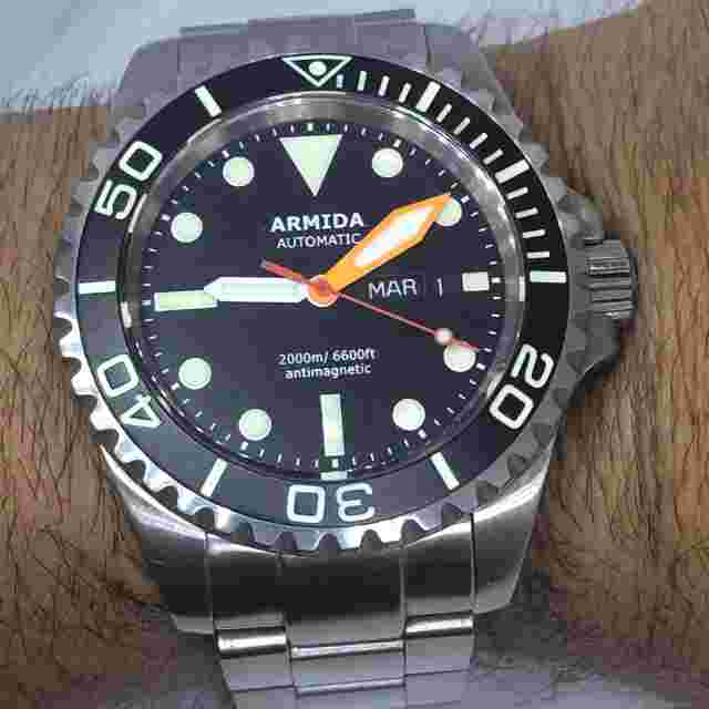 ARMIDA A4 2000M DIVER WATCH 45 MM AUTOMATIC ETA 2836-2 DAY DATE MOVEMENT