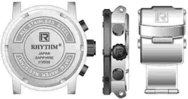 Rhythm Super Model 203R Black Chronograph Watch - I1203R07