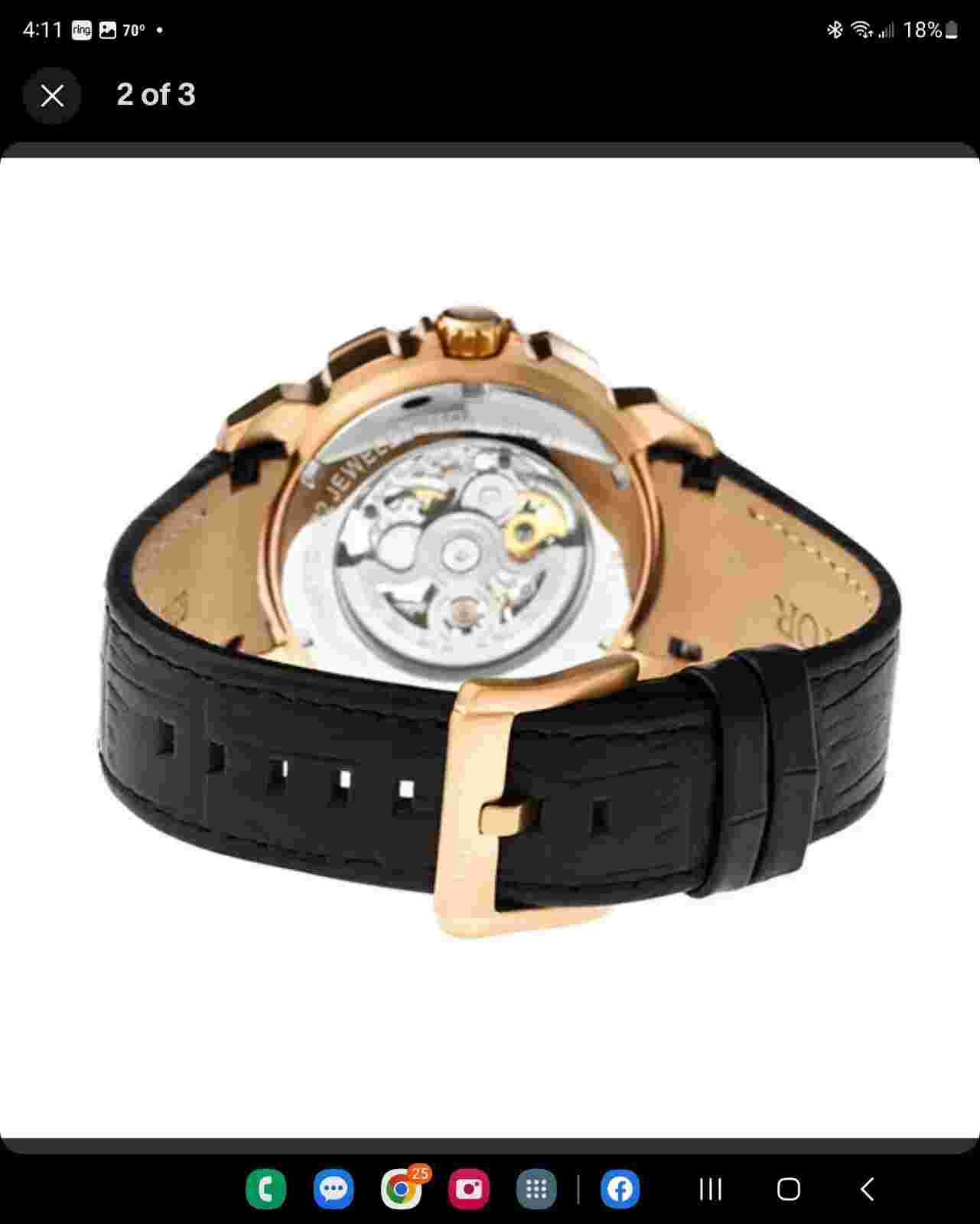 Heritor Automatic Conrad Skeleton Black Leather Rose Gold Men's Watch HR2506