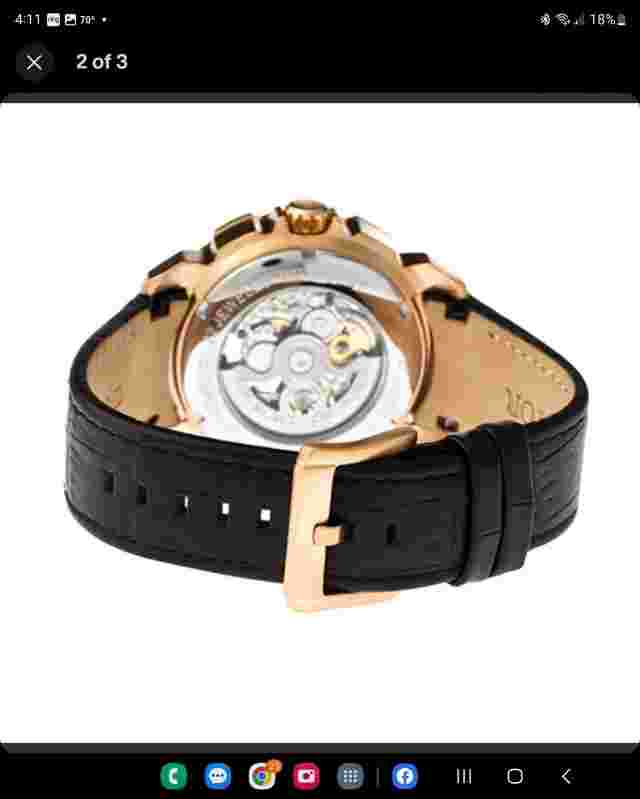 Heritor Automatic Conrad Skeleton Black Leather Rose Gold Men's Watch HR2506