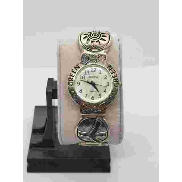 Geneva SW-194 women's novelty watch. Small children on bevel, Metal bangle band
