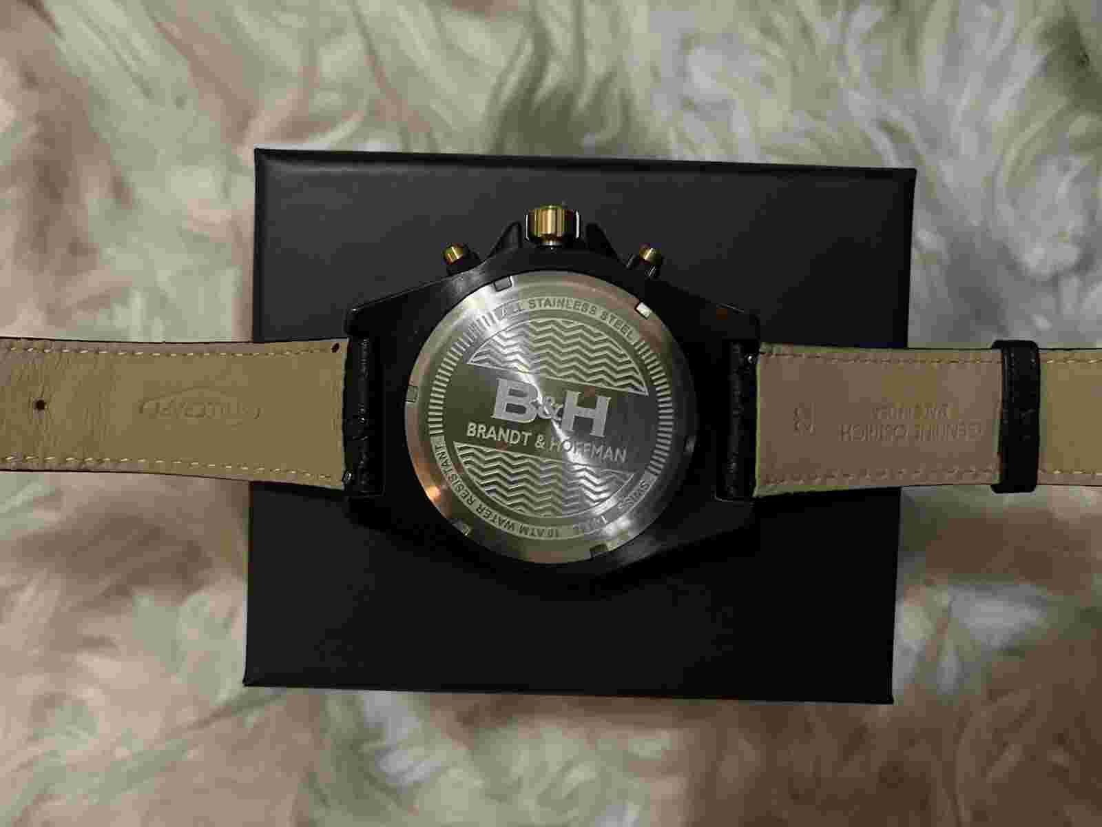 Brandt & Hoffman Men's Priestley Swiss Chronograph Black Leather Watch 14148