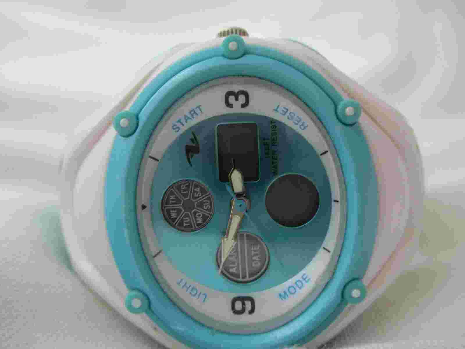 Athletic Works Digital Watch Stylish Blue Green Buckle Band UNTESTED