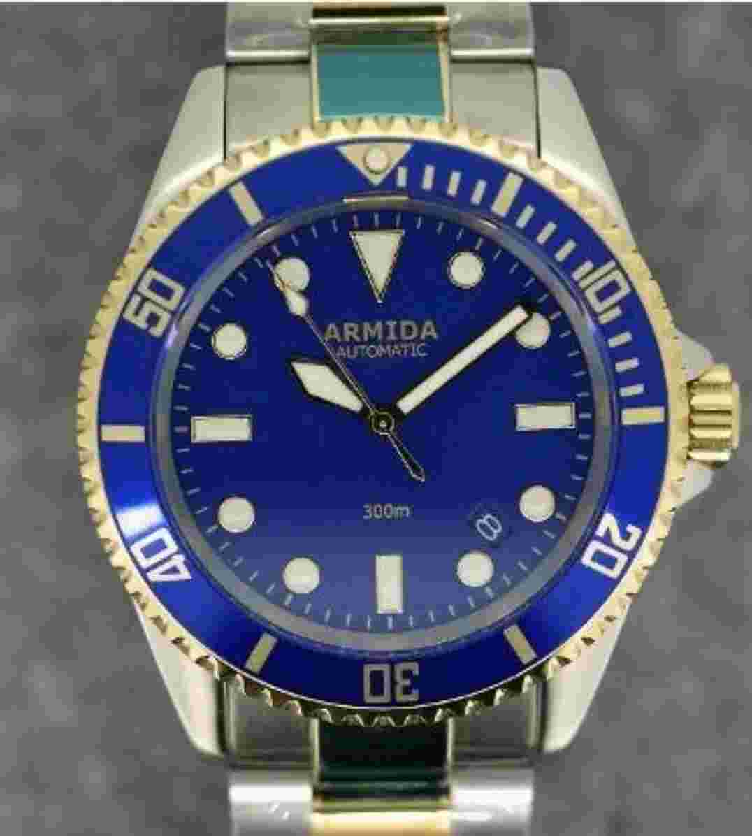 Armida A2 Dive Watch Two Tone Blue Shipped from USA