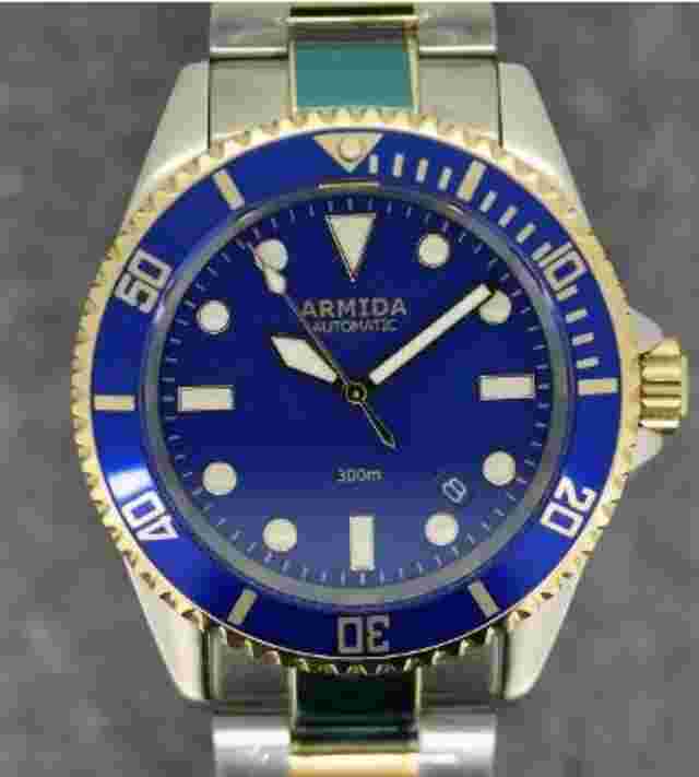 Armida A2 Dive Watch Two Tone Blue Shipped from USA