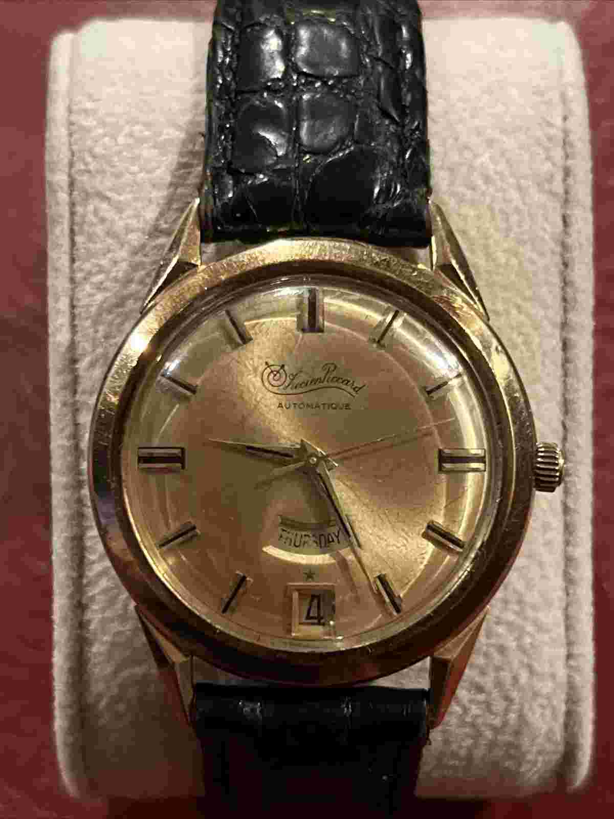 Early 1900s Lucien Piccard 14k Solid Gold Mens Automatique Watch Vintage 9/10