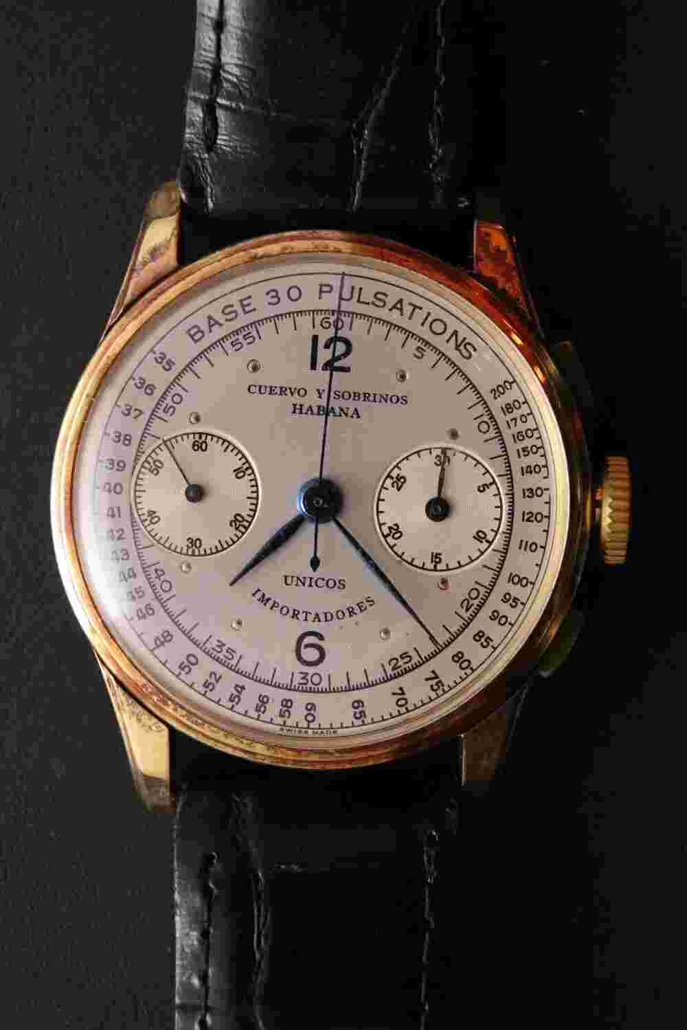 1940's CUERVO Y SOBRINOS 18k Gold Chronograph (CS-157)