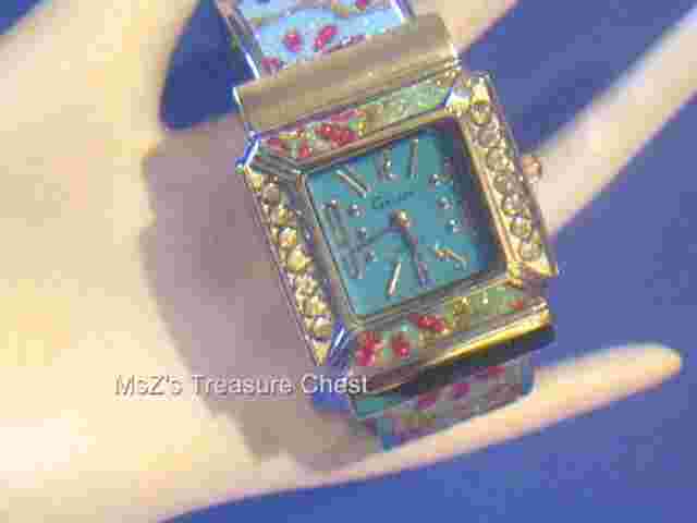 Galaxy Blue Cuff Watch with Crystals, Multi-Color Glitter ** New with Gift Box *