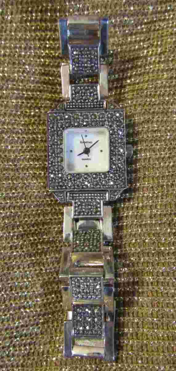 BOMA VINTAGE LADIES STERLING SILVER (925) MARCASITE & MOTHER OF PEARL WATCH, NEW
