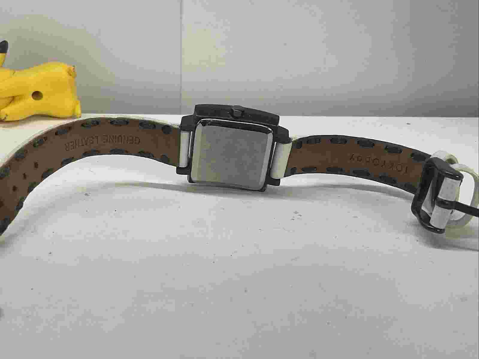 Tokyobay WhiteSquare Quartz Watch New Battery working Original Band G Leather