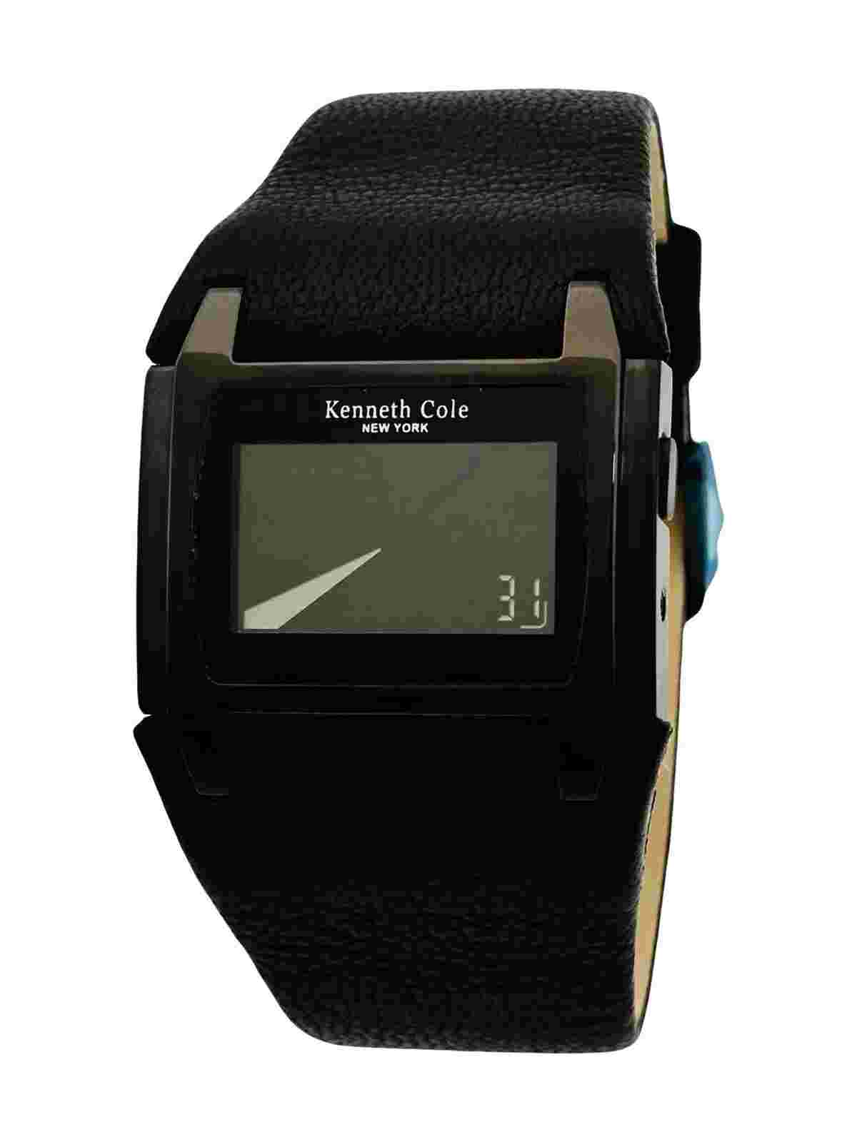 Kenneth Cole KC1342 Digital  Unisex Black Leather Strap Watch