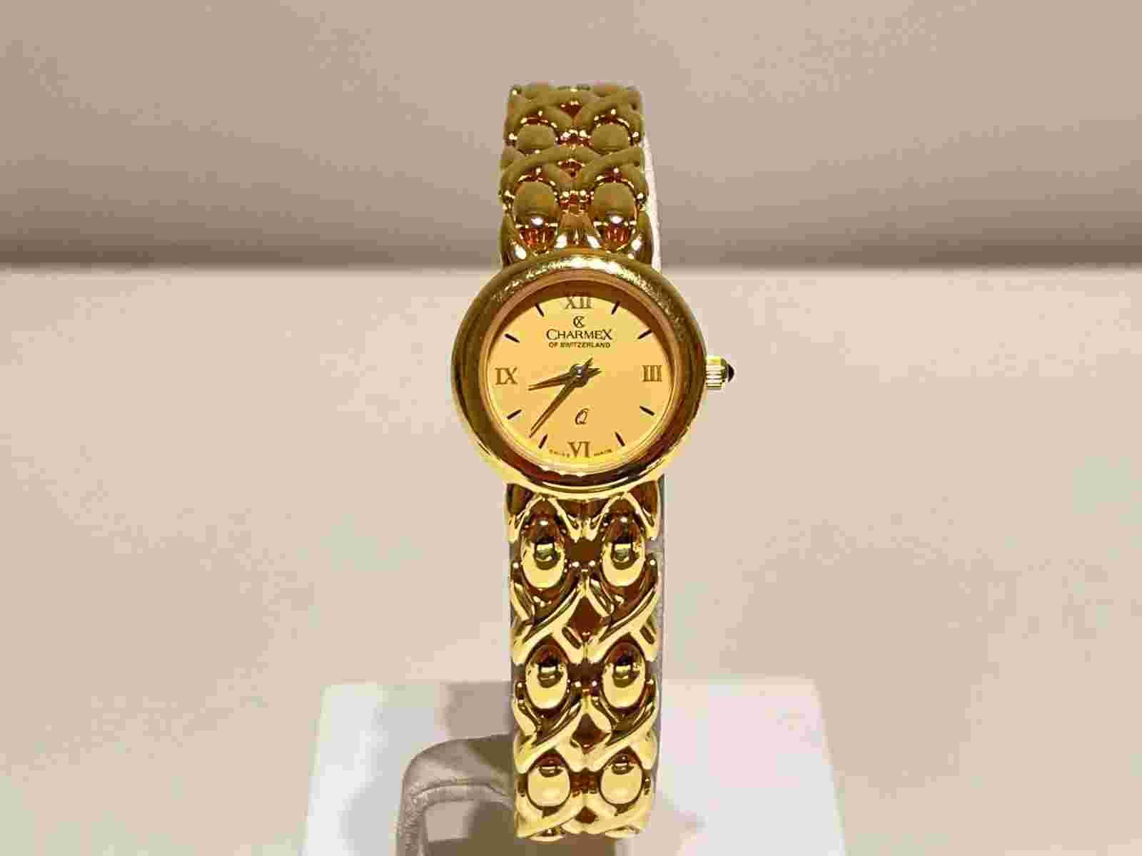 VINTAGE NOS NICE LUXURY GOLD PLATED LADIES QUARTZ WATCH  "CHARMEX"OF SWITZERLAND