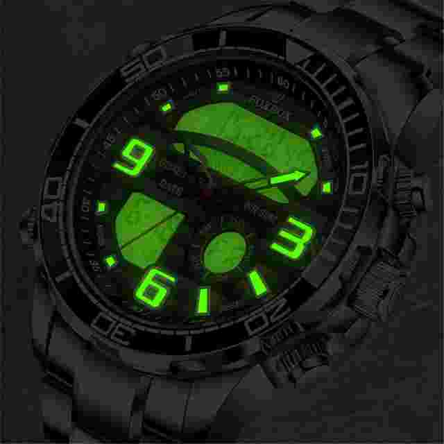 FOXBOX Men Watch Brand Quartz Silver Wristwatch Shockproof Digital Alarm Watch