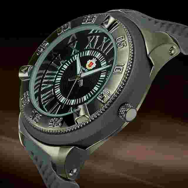 NEW Louis Richard 9847-SS Men's Bullock Watch Stainless Steel Case Black Dial