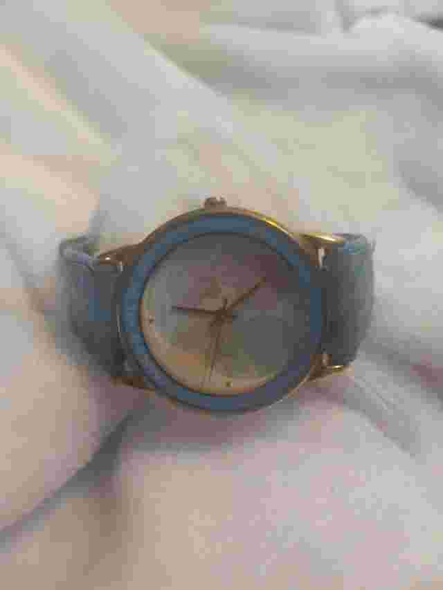 Vintage Ladies PRECIOUS MOMENTS Friendship Hits the Spot Blue/Gold Tone Watch