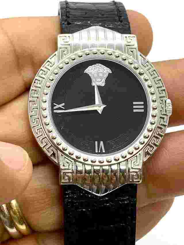 Signature Gianni Versace White Gold Plated Stainless Steel Ladies Watch 35 mm