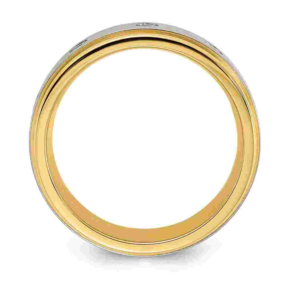 Chisel Titanium Polished with Brushed Center Yellow IP-plated CZ 8.00mm Band