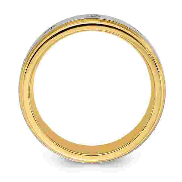 Chisel Titanium Polished with Brushed Center Yellow IP-plated CZ 8.00mm Band
