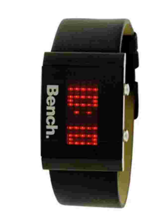 BENCH Wrist Watch - Red LED Black Leather Strap - 30M Waterproof