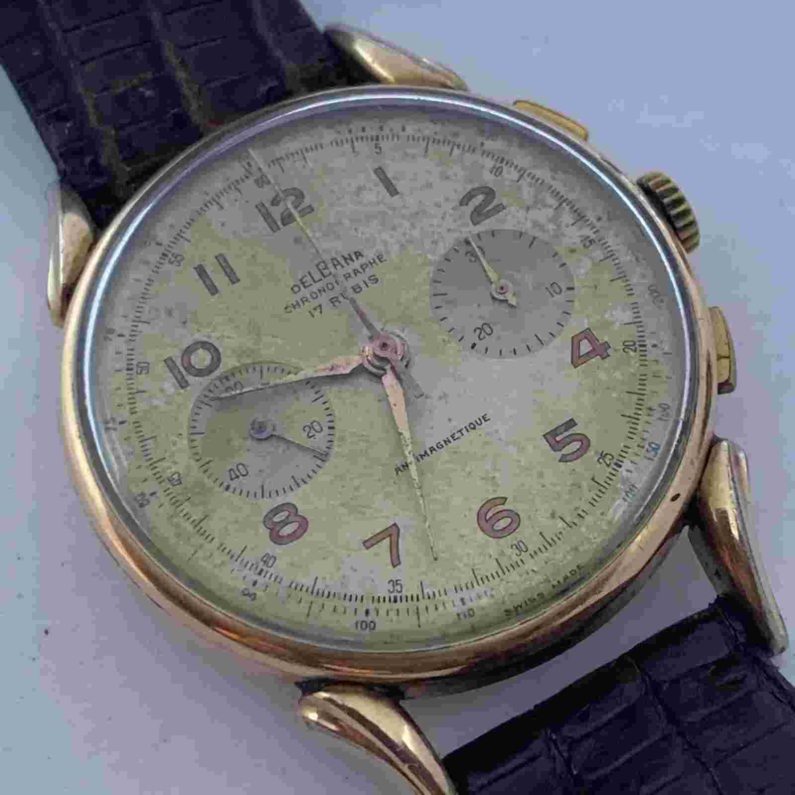VINTAGE LANDERON GOLD PLATED MANUAL WIND MOVEMENT CHRONOGRAPH 38 MM