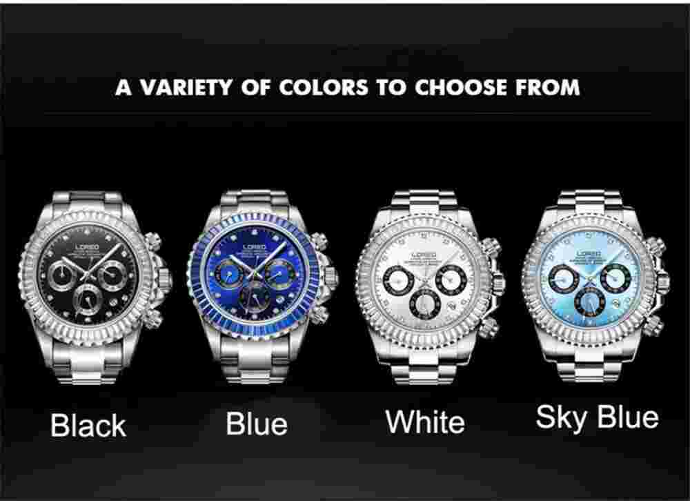 Men's Automatic Mechanical Multifunction Watch Sapphire Crystal 200M Waterproof