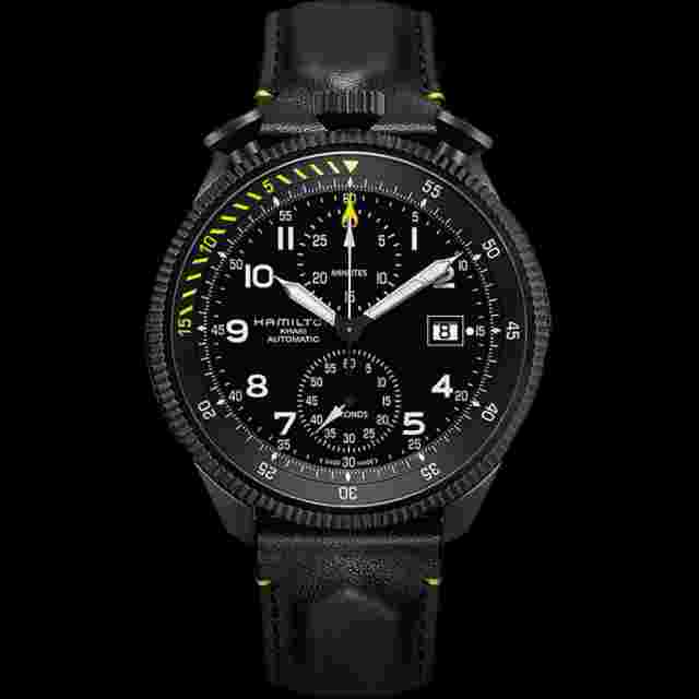 Hamilton Khaki Aviation Men's Black Watch with Leather Band - H76786733