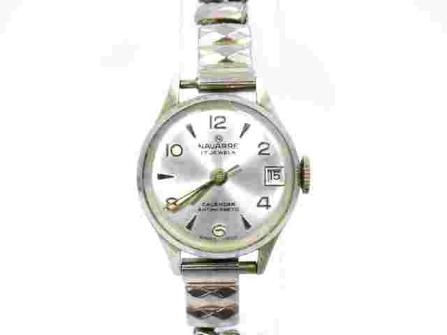 Vintage Ladies Swiss NAVARRE CALENDAR Antimagnetic AGON 17 Jewel Winding Watch